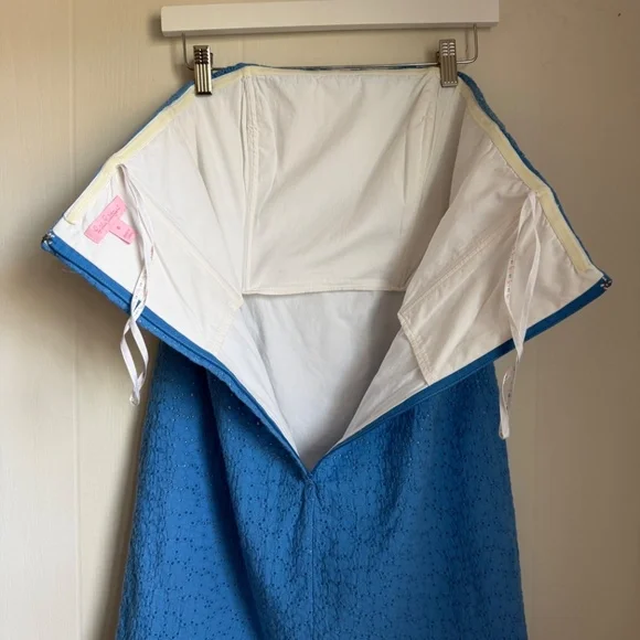 Lilly Pulitzer Brynne Strapless Blue Eyelet Dress Sz 6 Preppy Coastal Feminine - Picture 7 of 13